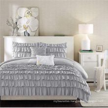 3 Piece Ruffle Waterfall Comforter Set Queen Grey